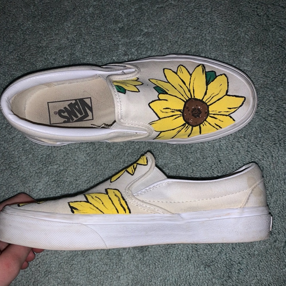 Custom sunflower painted vans
